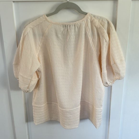 NWT Loft Ivory Peasant Lantern Puff Sleeve Tie Blouse Size XS - Picture 6 of 7